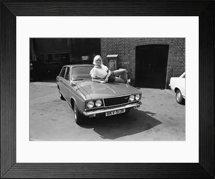 Framed Print : Reveille model Nancy Lee seen here posing with a Hillman Sunbeam which is top prize in Framed Print : Reveille model Nancy Lee seen here posing with a Hillman Sunbeam which is top prize in