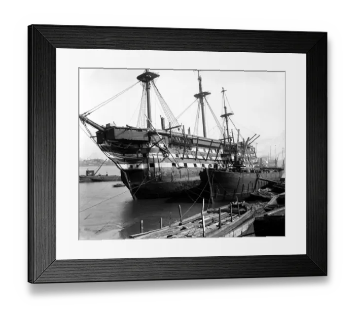 Framed Print : The Foudroyant one of Nelsons ships seen here being broken up at Woolwich Circa