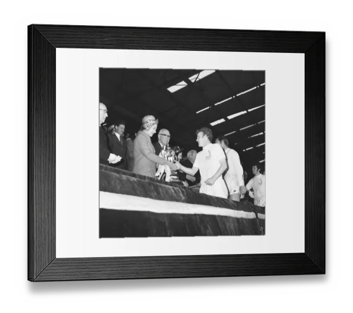 Framed Print : Billy Bremner Leeds United captain being presented with the F. A