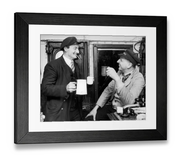 Framed Print : National Union of Railwayworkers guard Percy Steadman (left Framed Print : National Union of Railwayworkers guard Percy Steadman (left