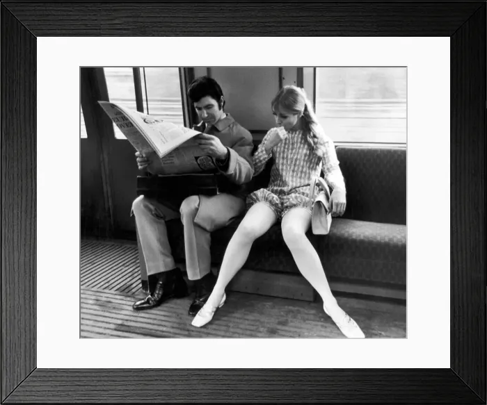Framed Print : Model Jany Lewis seen here wearing a Hildebrand bloomers outfit on the circle line
