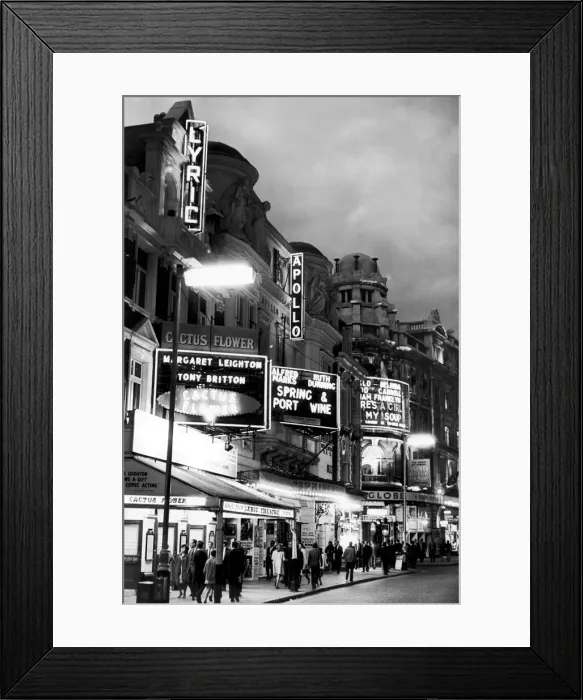 Framed Print : General view of one of the streets in the Theatre district of London