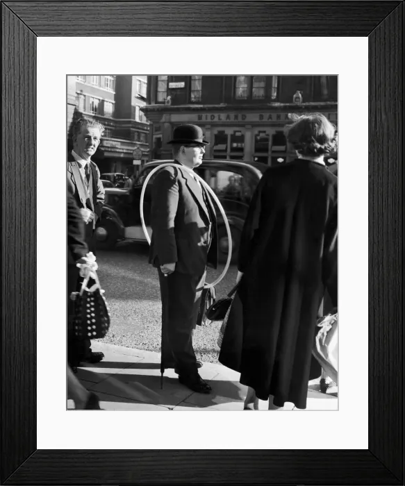 Framed Print : Mr M W Q Walker with his hula hoop which he bought at Selfridges store in Oxford Street Framed Print : Mr M W Q Walker with his hula hoop which he bought at Selfridges store in Oxford Street