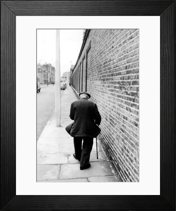 Framed Print : The high walls surrounding the Old Peoples home in Southern Grove, Stepney