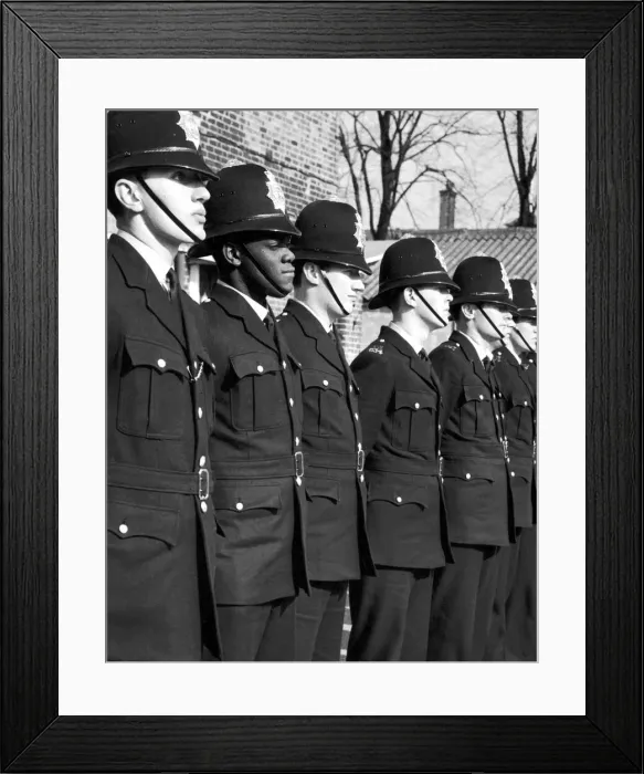 Framed Print : Londons first black policeman P. C. Norwell Lionel Gumbs aged 21 from Bromley seen Framed Print : Londons first black policeman P. C. Norwell Lionel Gumbs aged 21 from Bromley seen