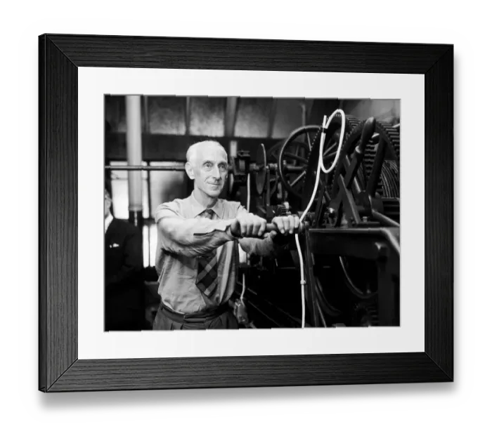 Framed Print : Wilfred Clocks Off. 64 year old Wilfred Cripps of South London has had a very winding job Framed Print : Wilfred Clocks Off. 64 year old Wilfred Cripps of South London has had a very winding job