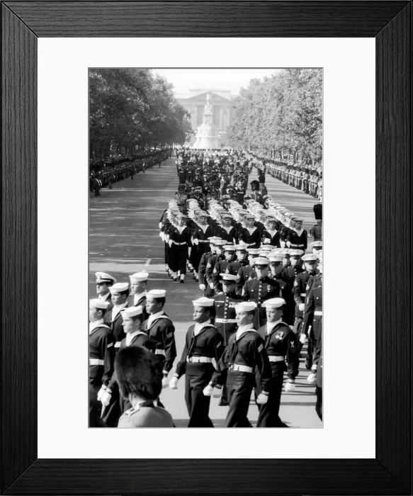 Framed Print : Contingents of foreign Navies and Marines marching during the funeral procession of Lord Framed Print : Contingents of foreign Navies and Marines marching during the funeral procession of Lord