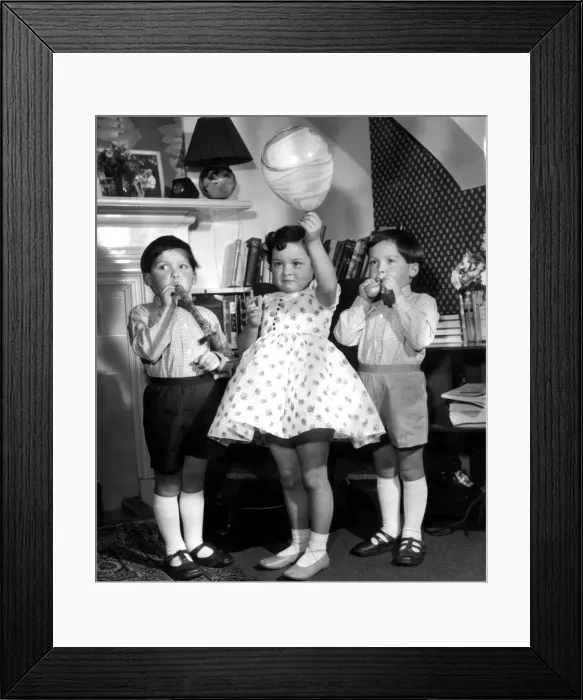 Framed Print : Triplet children dressed for clothing Feature. 2nd January 1959 Framed Print : Triplet children dressed for clothing Feature. 2nd January 1959