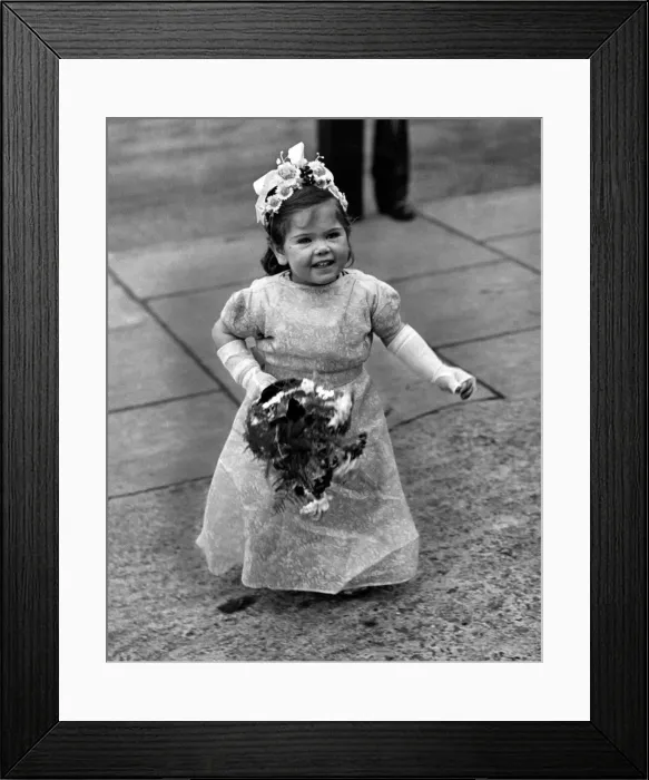 Framed Print : Linda May Jones aged 2 arrives to be a bridesmaid. 1st January 1950 Framed Print : Linda May Jones aged 2 arrives to be a bridesmaid. 1st January 1950