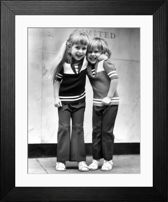 Framed Print : Four year olds Stefan Gates and Tracey Vincent showing of the sailor look Framed Print : Four year olds Stefan Gates and Tracey Vincent showing of the sailor look