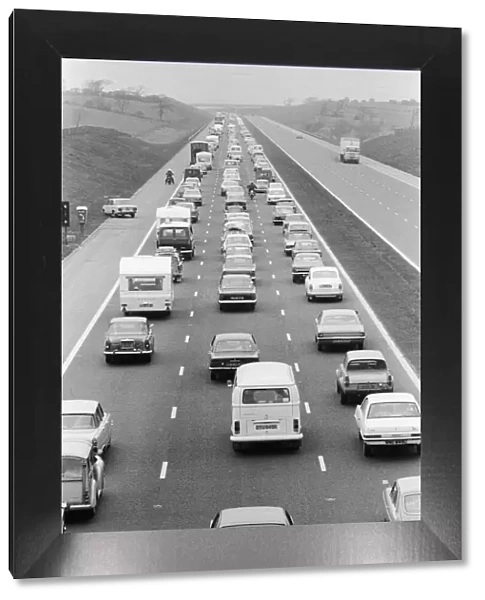A traffic jam on the M61 motorway as holidaymakers try to make their way to Blackpool