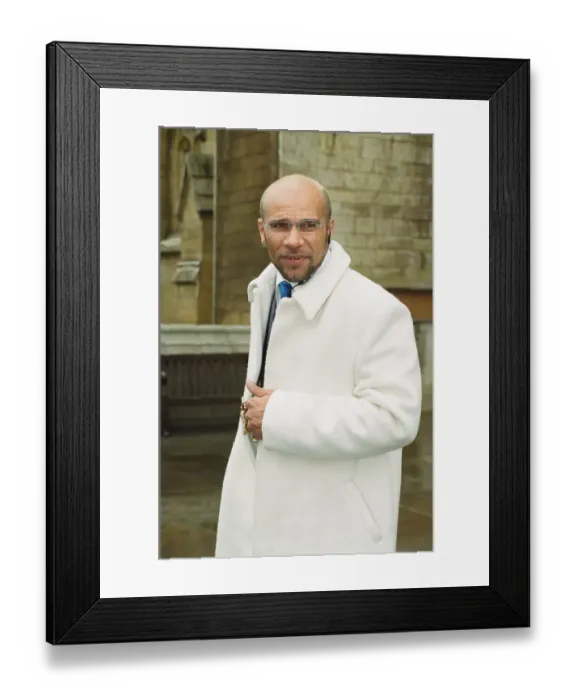 Framed Print : Sean Pertwee wedding. Guests arriving at the church. Goldie Framed Print : Sean Pertwee wedding. Guests arriving at the church. Goldie
