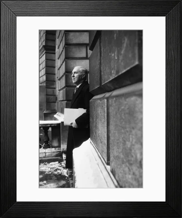 Framed Print : Secretary to the Treasury Henry Brooke leaves the Treasury on his way to have lunch with