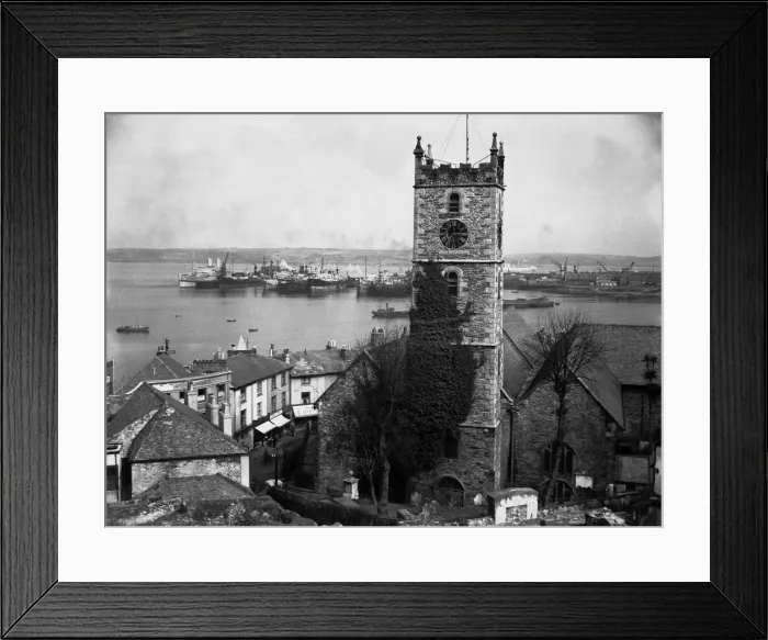 Framed Print : The parish church at Falmouth, Cornwall overlooking the busy harbour Framed Print : The parish church at Falmouth, Cornwall overlooking the busy harbour