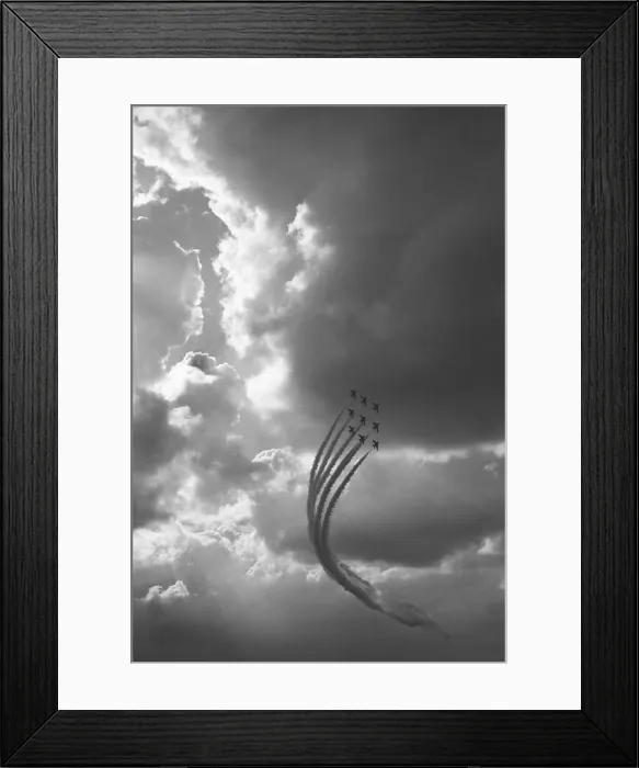 Framed Print : The Red Arrows in Diamond Nine formation seen here performing at RAF Scampton Framed Print : The Red Arrows in Diamond Nine formation seen here performing at RAF Scampton