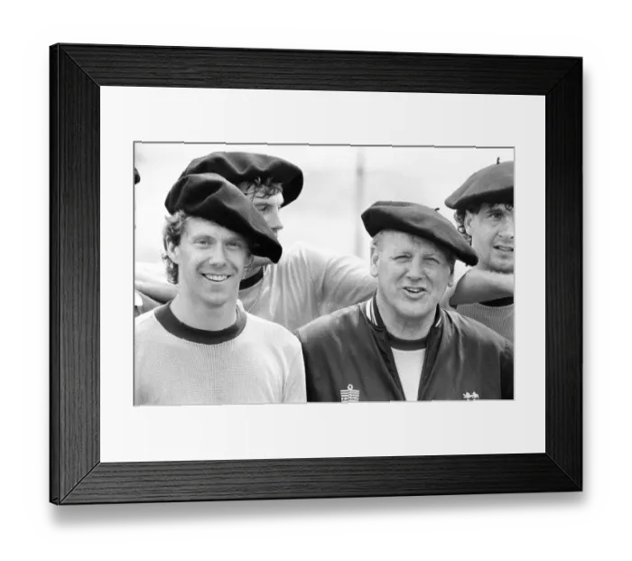 Framed Print : England footballer Tony Woodcock (left) and manager Ron Greenwood in relaxed mood wearing