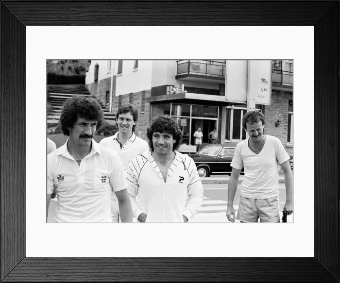Framed Print : England footballers in relaxed mood at the team hotel during the 1982 World Cup Finals in Framed Print : England footballers in relaxed mood at the team hotel during the 1982 World Cup Finals in