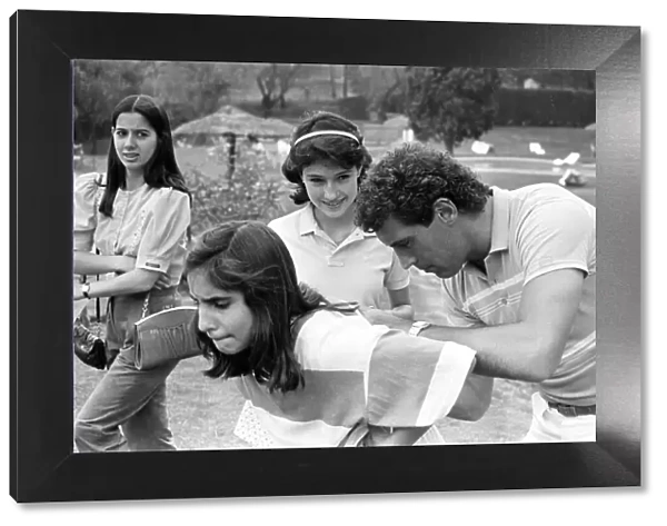 England goalkeeper Peter Shilton signs autographs for local girls in Mexico City ahead of