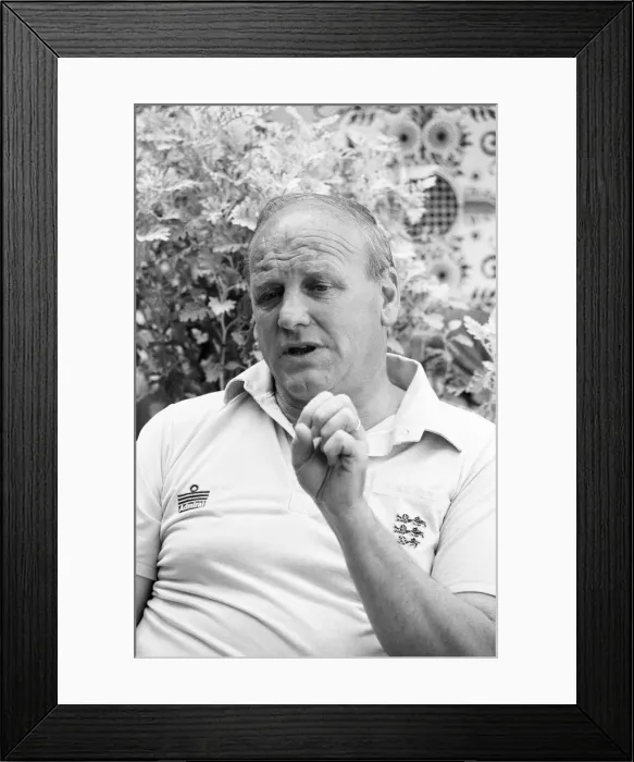 Framed Print : England manager Ron Greenwood in relaxed mood at the team hotel during the 1982 World Cup Framed Print : England manager Ron Greenwood in relaxed mood at the team hotel during the 1982 World Cup