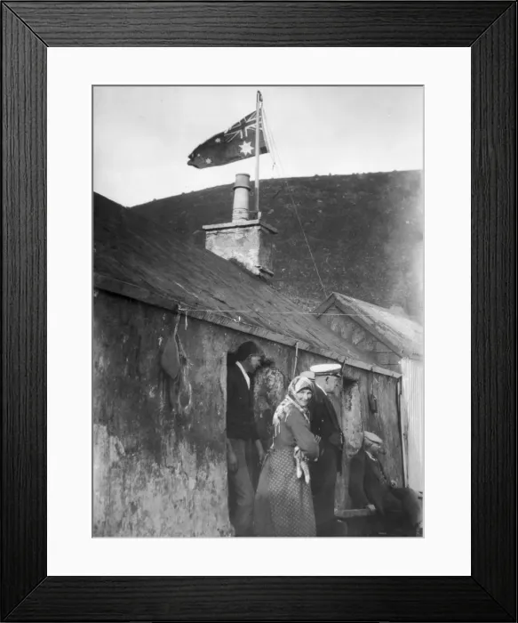 Framed Print : St Kildan seen here with visiting sailors in the village on Hirts Framed Print : St Kildan seen here with visiting sailors in the village on Hirts