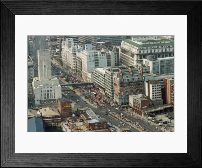 Framed Print : Aerial pictures of homecoming victory parade for Liverpool FC players Framed Print : Aerial pictures of homecoming victory parade for Liverpool FC players