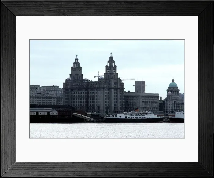 Framed Print : Skyline of Liverpool showing the Liver Building from across the Mersey river Framed Print : Skyline of Liverpool showing the Liver Building from across the Mersey river