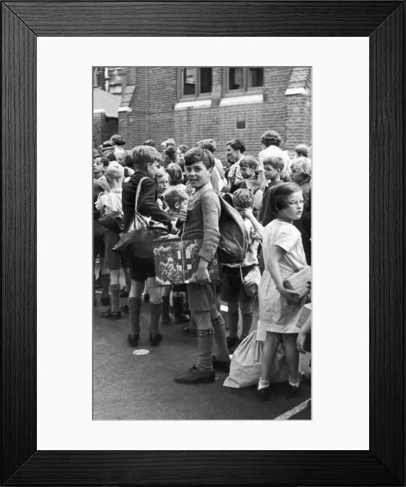 Framed Print : Evacuation rehearsal at St. Michaels Church School, Buckingham Palace Road