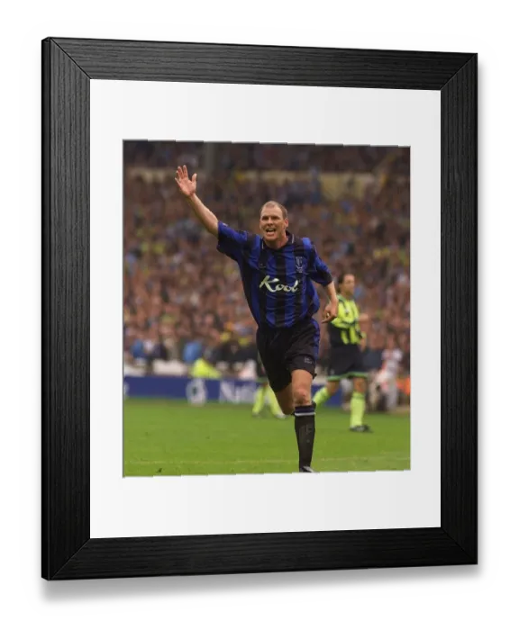 Framed Print : Robert Taylor celebrates Gillinghams 2nd goal May 1999 against Framed Print : Robert Taylor celebrates Gillinghams 2nd goal May 1999 against