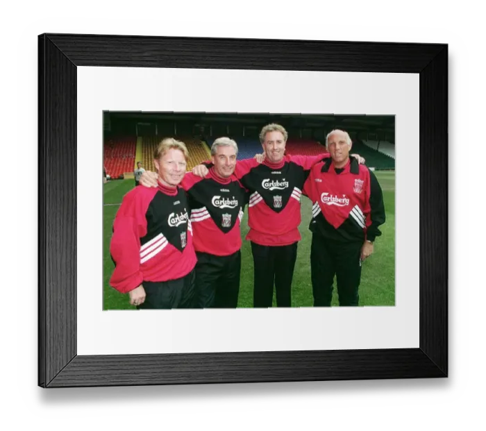 Framed Print : Liverpool FCs new Boot Room Team L to R Sammy Lee, Roy Evans Manager