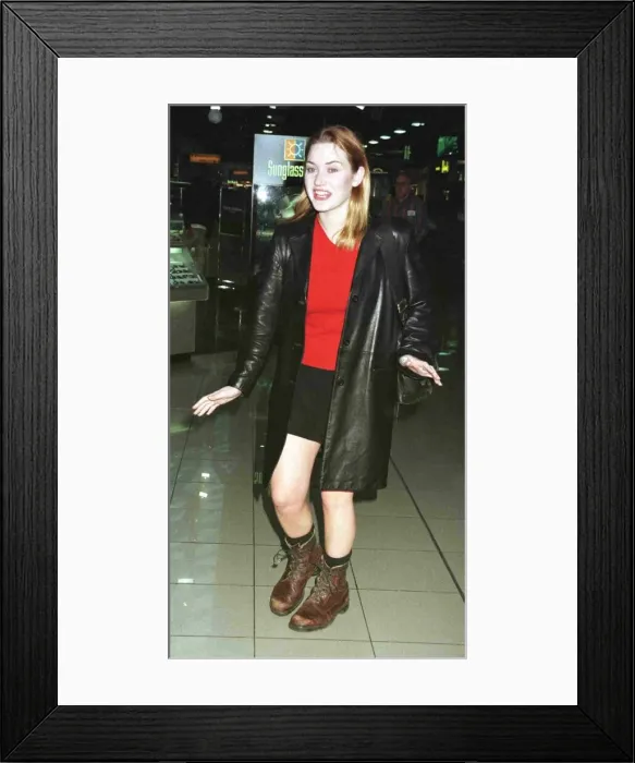 Framed Print : Kate Winslet star of the blockbuster film Titanic leaving Heathrow for New York Framed Print : Kate Winslet star of the blockbuster film Titanic leaving Heathrow for New York