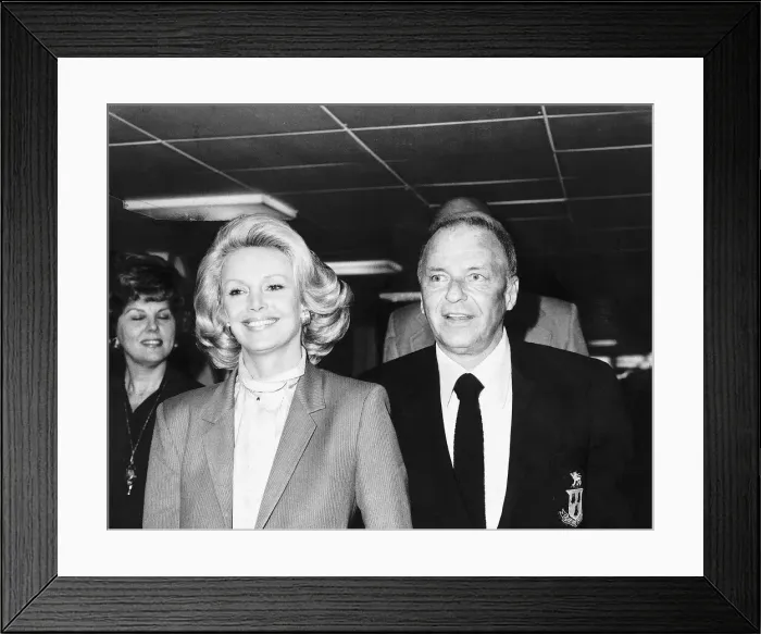 Framed Print : Frank Sinatra singer and actor arrives at Heathrow Airport off Concorde with his wife