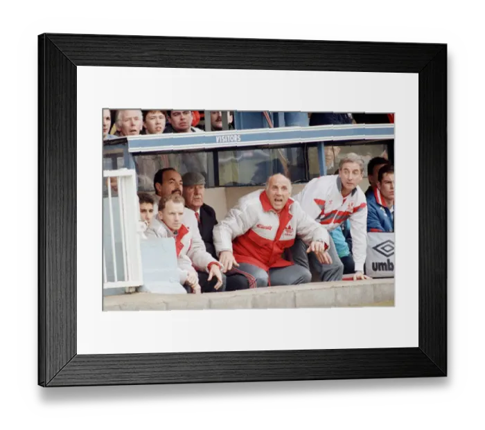 Framed Print : Ronnie Moran football manager of Liverpool FC with Roy Evans right 25th February 1991