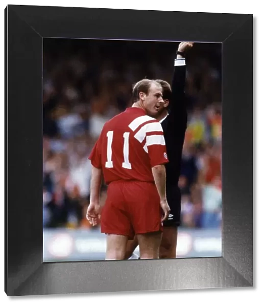 Steve McMahon Football player for Liverpool FC receives a red card from referee 24th