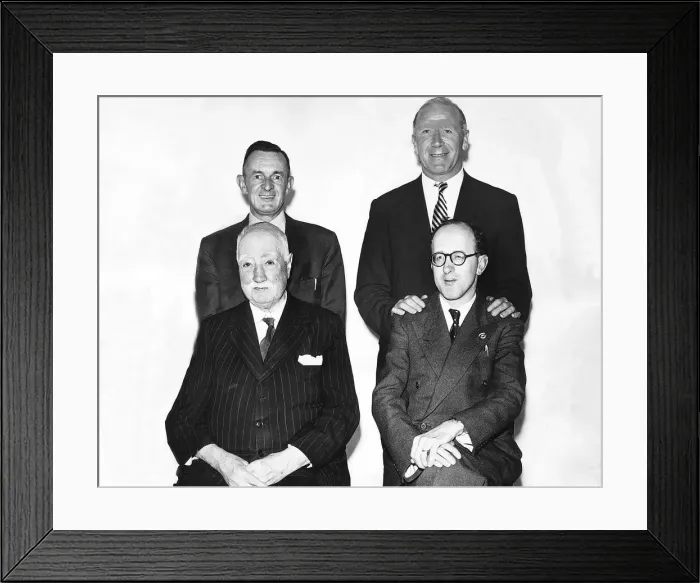 Framed Print : Manchester Directors Matt Busby with Walter Crickmer, J Gibson and G Whitaker Framed Print : Manchester Directors Matt Busby with Walter Crickmer, J Gibson and G Whitaker