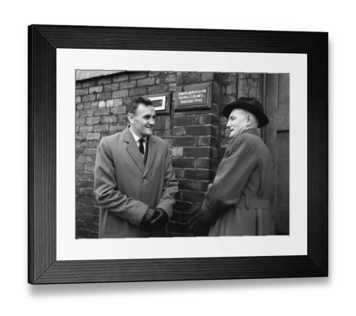 Framed Print : Manchester City footballer Don Revie pictured at Roker Park to discuss transfer Framed Print : Manchester City footballer Don Revie pictured at Roker Park to discuss transfer