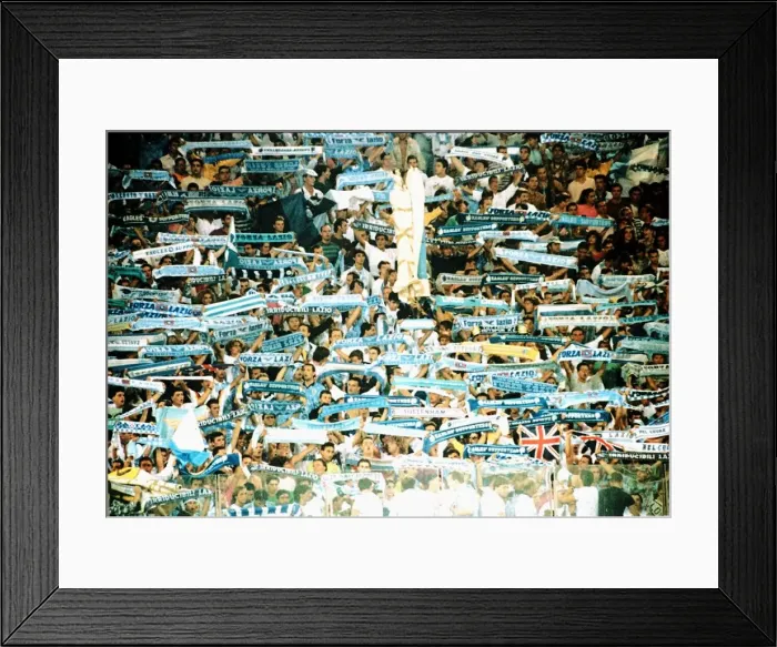 Framed Print : View showing a large section of Lazio Supporters, Paul Gascoignes new club in Italy Framed Print : View showing a large section of Lazio Supporters, Paul Gascoignes new club in Italy