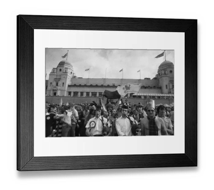 Framed Print : Scottish football fans outside Wembley Stadium following their side