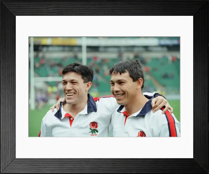 Framed Print : Tony and Rory Underwood pose for the cameras before the start of Englands test match Framed Print : Tony and Rory Underwood pose for the cameras before the start of Englands test match