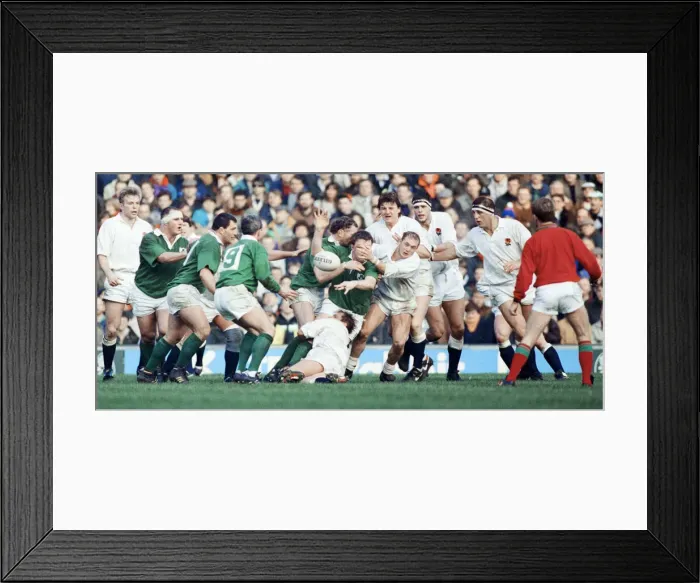 Framed Print : Irelands Gary Halpin seen here 2nd left with head band in action against England Framed Print : Irelands Gary Halpin seen here 2nd left with head band in action against England