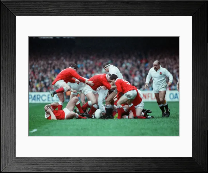 Framed Print : England and Bath prop Gareth Chilcott (right) seen here about to join a maul during