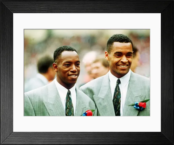 Framed Print : Ian Wright Football England and Crystal Palace with fellow player Mark Bright