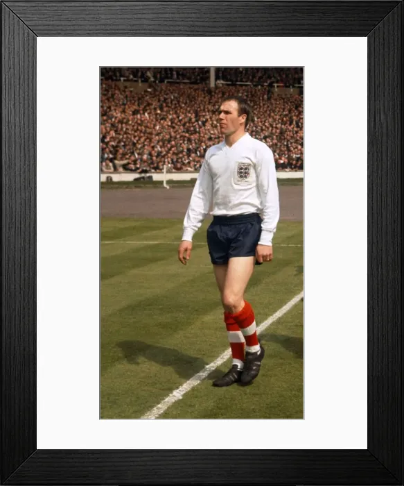 Framed Print : Ray Wilson of England walks out on to the pitch at Wembley Stadium May 1963