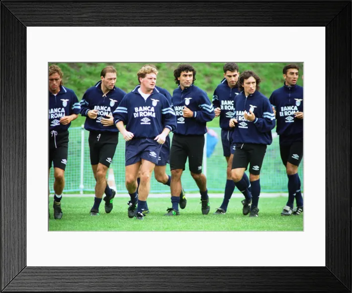 Framed Print : Lazio footballer Paul Gascoigne during a training session with teammates in the Austrian Framed Print : Lazio footballer Paul Gascoigne during a training session with teammates in the Austrian
