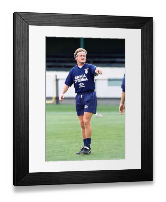 Framed Print : Lazio footballer Paul Gascoigne during a training session with teammates ahead of