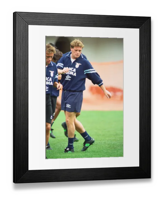 Framed Print : Lazio footballer Paul Gascoigne during a training session with teammates in the Austrian Framed Print : Lazio footballer Paul Gascoigne during a training session with teammates in the Austrian