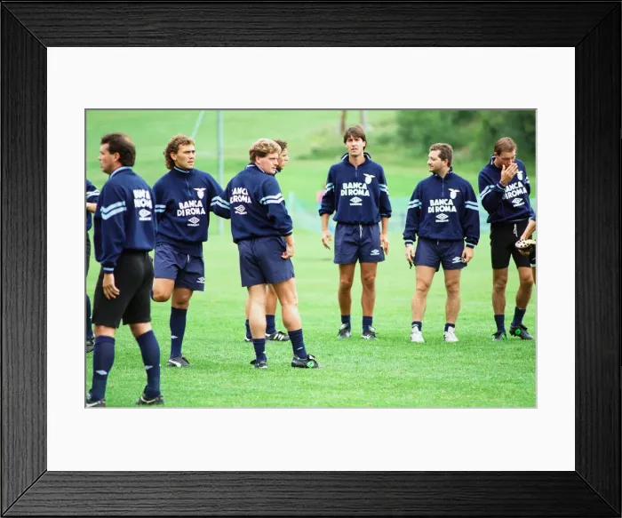 Framed Print : Lazio footballer Paul Gascoigne during a training session with teammates in the Austrian