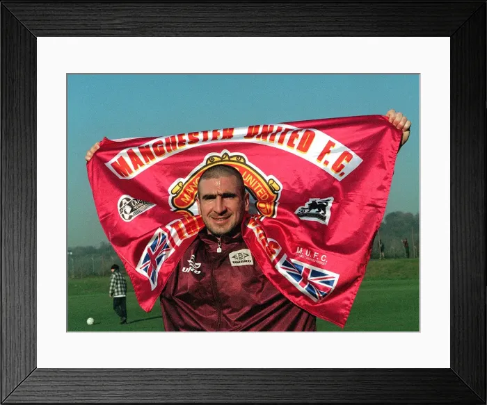 Framed Print : Eric Cantona Manchester United player during training session before Champions League Framed Print : Eric Cantona Manchester United player during training session before Champions League