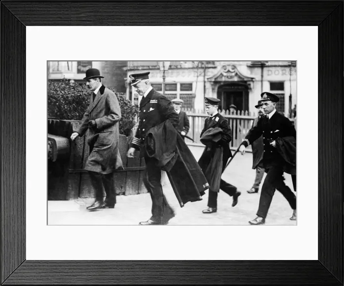 Framed Print : Prince of Wales dressed as a Naval Cadet leaving H. M.s Hindustan Framed Print : Prince of Wales dressed as a Naval Cadet leaving H. M.s Hindustan