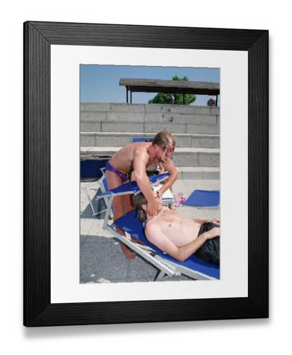 Framed Print : Paul Gascoigne seen here playing about beside the pool at the England Teams hotel in Framed Print : Paul Gascoigne seen here playing about beside the pool at the England Teams hotel in
