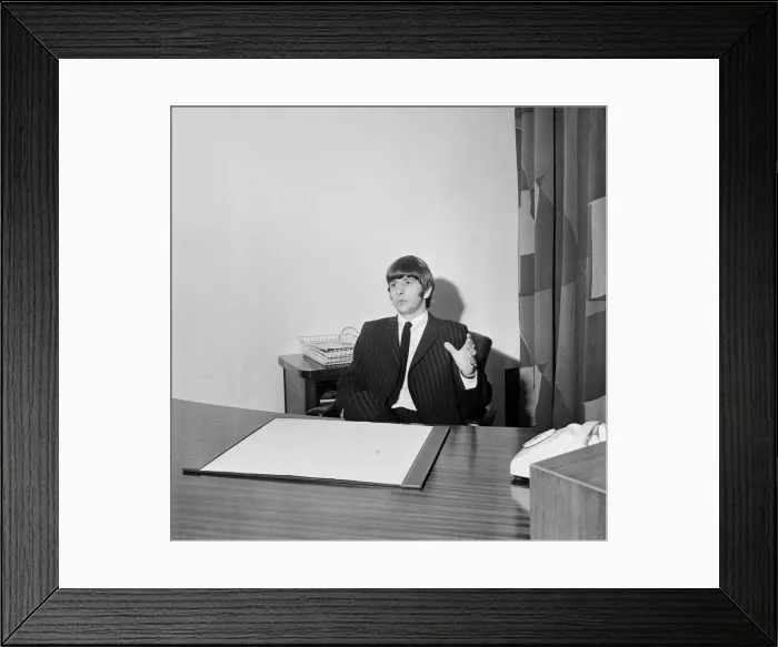 Framed Print : The Beatles drummer Ringo Starr is happy to speak to the press after the birth of his 8oz